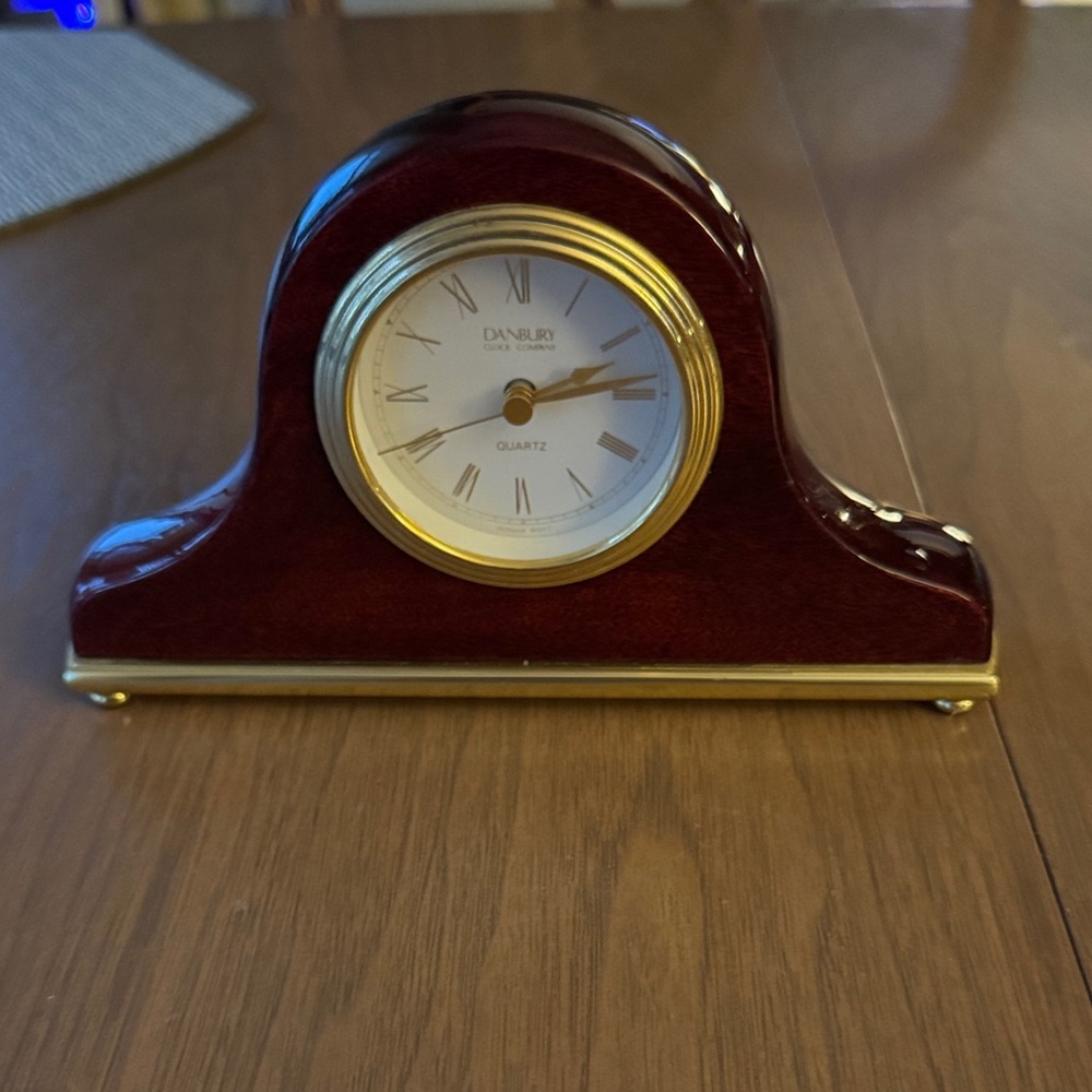 Burgundy and Gold Table Clock